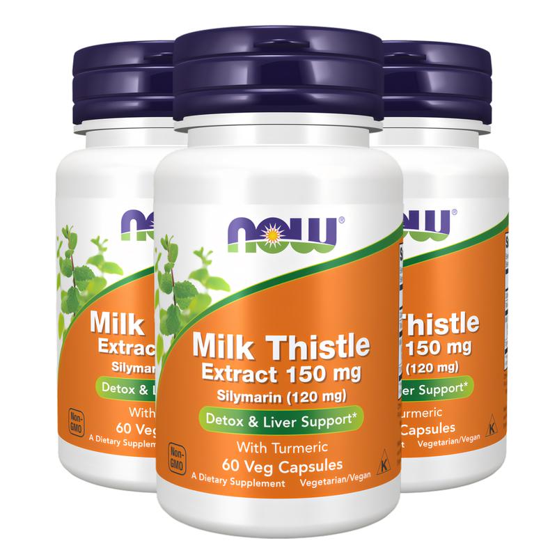NOW Foods Supplements, Silymarin Milk Thistle Extract 150 mg with Turmeric, Supports Liver Function, 60 Veg Capsules