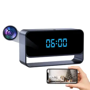 Brand new digital display clock, FHD 1080P resolution, WiFi connection, strong night vision function, small hidden camera, suitable for home indoor security. wall clock digital clock Black
