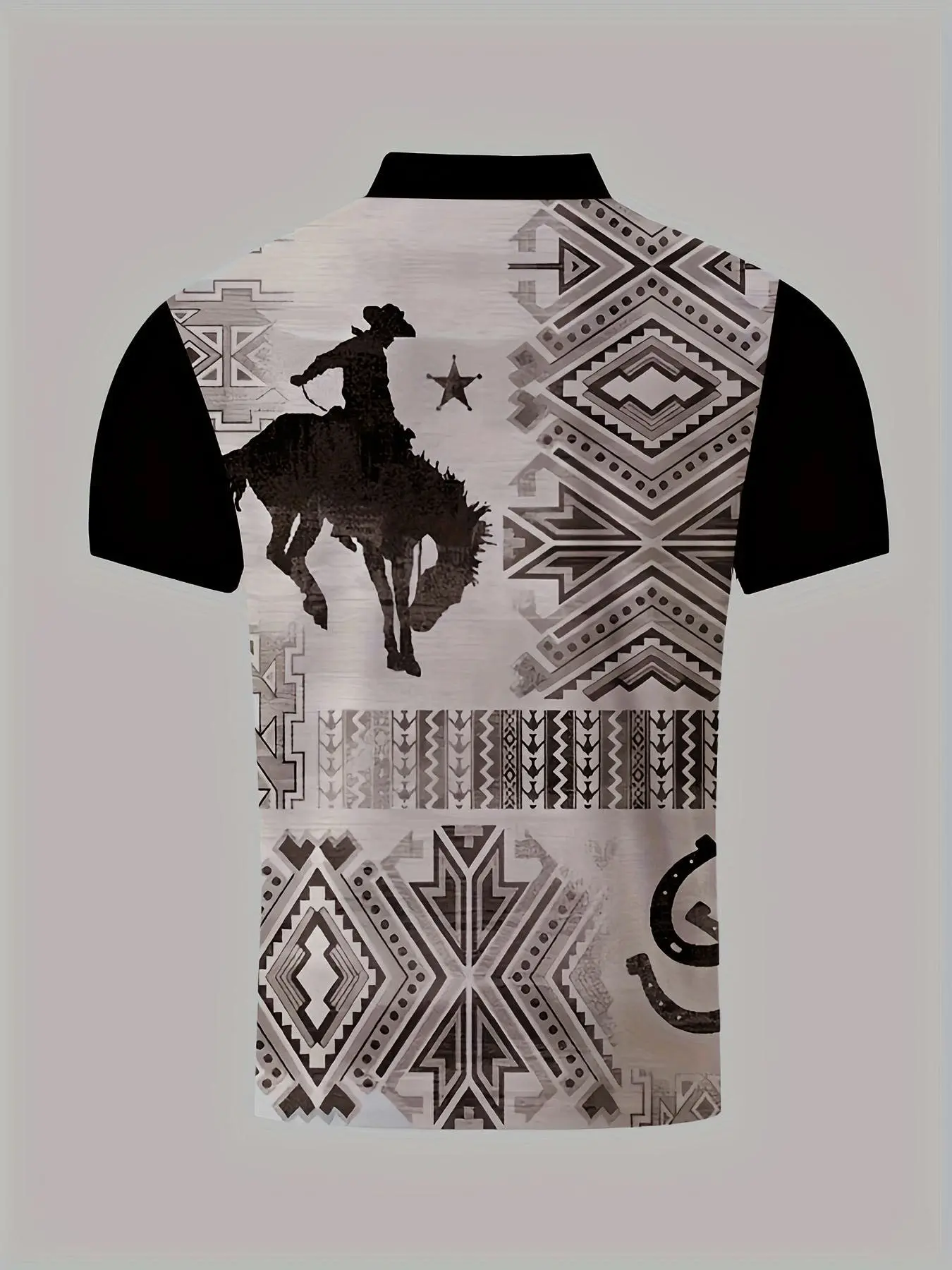 Western cowboy Aztec print Polo shirt for men - a retro-style short-sleeved casual top Polo Gift