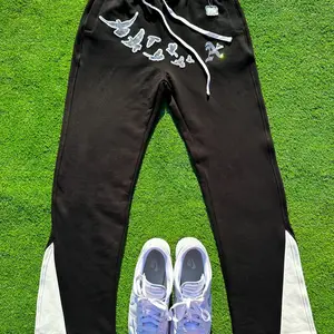 All Glory To God 'Black' "Iced Out Flocka Doves" FlyFleece Flared Sweatpants - Unisex Christian Streetwear - (Adult Men & Women)