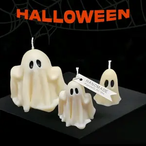 Set of three ghost candles for Halloween decoration