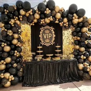 118pcs Balloon Garland - Black and Golden Design - Wedding, Birthday, Graduation, New Year Decoration - For Indoor & Outdoor Use - Perfect Party Decoration & Gift