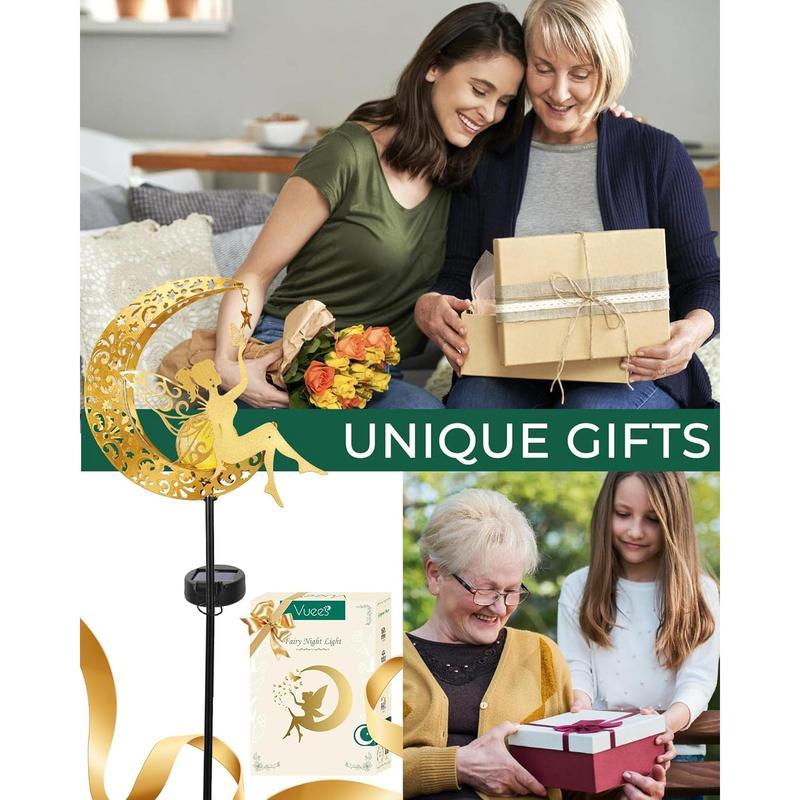 Solar garden statues outdoor decor fairy moon figurine light stake housewarming ornament for patio lawn yard pathway unique gift ideas for gardening mom grandma