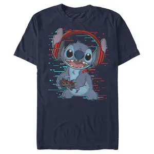 Men's Lilo & Stitch Red and Blue Gamer T-Shirt Men's Lilo & Stitch Red and Blue Gamer T-Shirt
