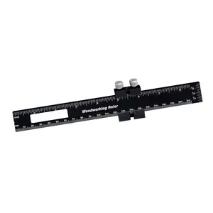 Woodworking Ruler 8 inch Marking Measuring Ruler Woodworking Tools Ruler Construction Ruler Inch and Metric Ruler Slide Ruler Ruler with Slide Stops