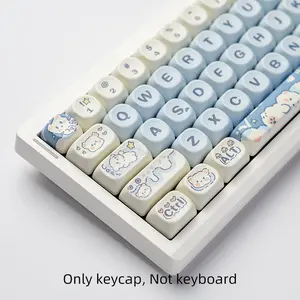 132-Key Cute Charming Cartoon Bear Keycap, Cute Keycap for 6.25U Space 61 68 75 84 87 98 100 104 108, Keyboard Accessories for Home & Office