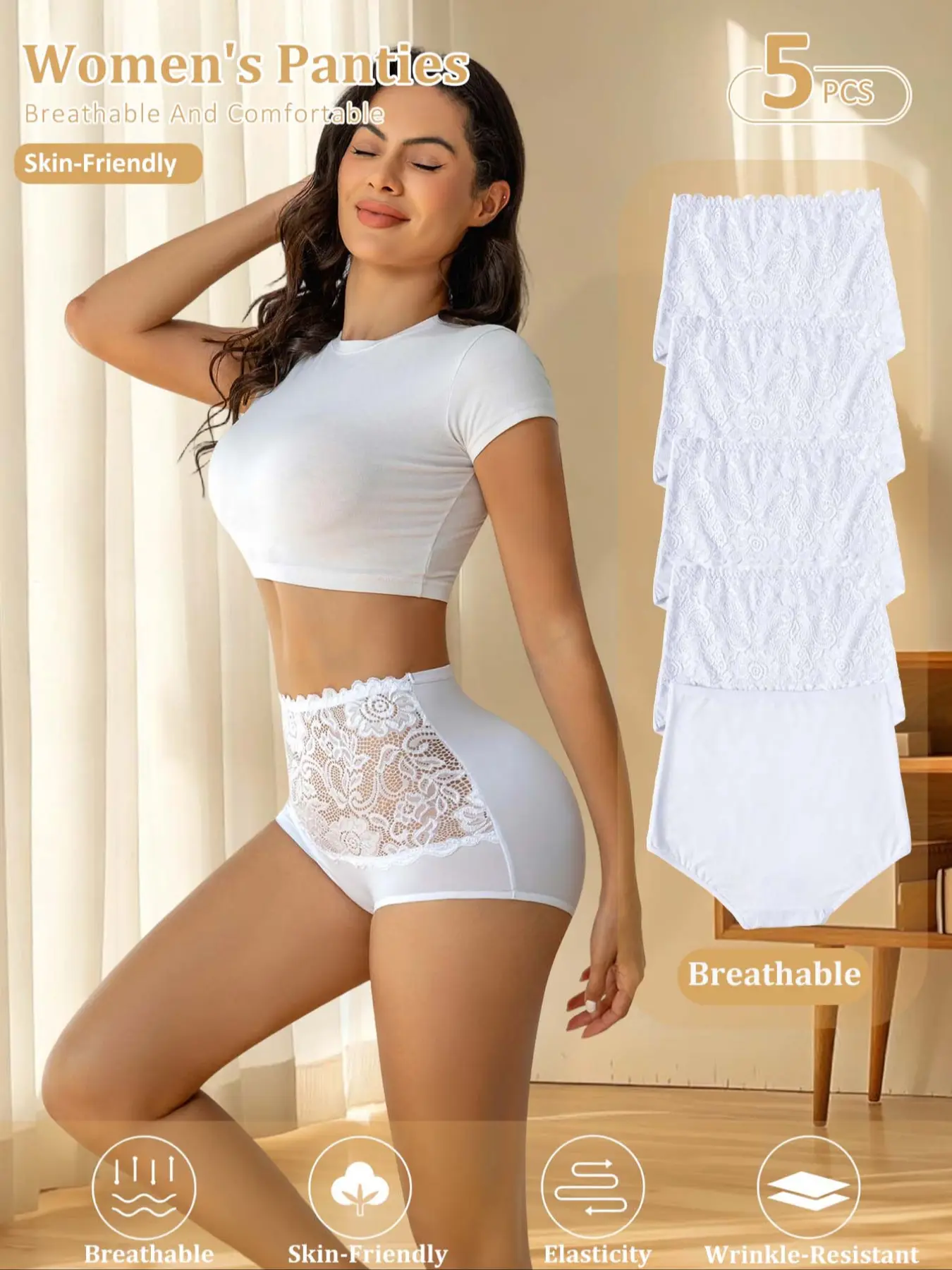 Women‘s High Waisted Tummy-Control Panties 5/6 Pack - Designed for Postpartum Recovery, Bamboo Fabric Gentle Support, Seamless Breathable Design & Cloud-Like Fit, Classic black and white colors, Bohemian, Boho, High Cut Underwear