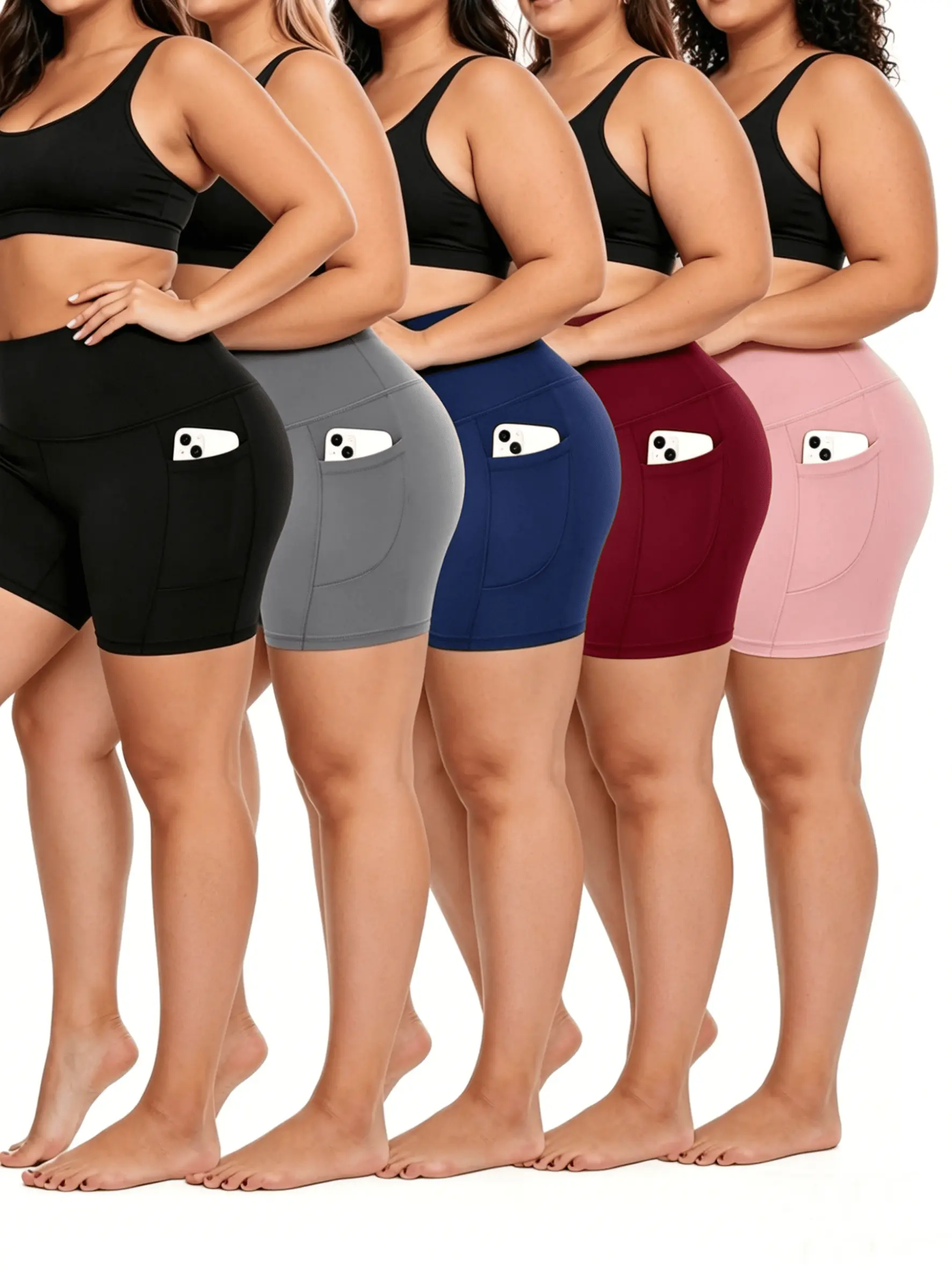 5 Pack Women High Waist Biker Shorts Soft Squat Proof Yoga Workout Athletic Shorts gym fitness spandex fabric