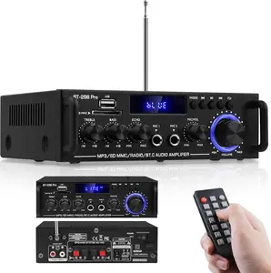 298Pro Receiver for Speakers, 5.0 Bluetooth Receiver for Home Stereo,RMS 400Wx2 Power Amp, Bass Treble Control,USB/SD/RCA/MIC/FM