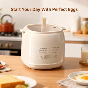 The countertop mini egg cooker offers multiple settings, making it perfect for soft-, medium-, or hard-boiled eggs, as well as egg scrambles, tea eggs, and yogurt. Cooking eggs has never been easier—it's truly a kitchen game-changer!