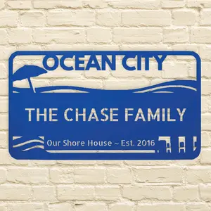 Personalized Ocean City, NJ Metal Shore House Sign