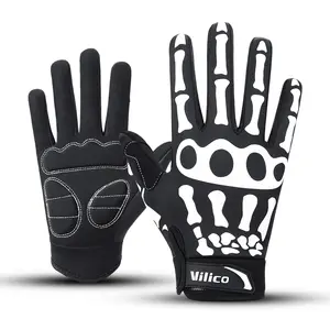 Vilico A pairofunisex Halloweenskullpatterntouchscreenfullfingerglovessuitablefor sportsoutdooractivitiesandcycling.GreatChristmasgiftBaseballGlovesThermalTouch ScreenSkiLinersBoneMechanicSkeletonwarmskiingplushupgradewinheated gloves men football gloves