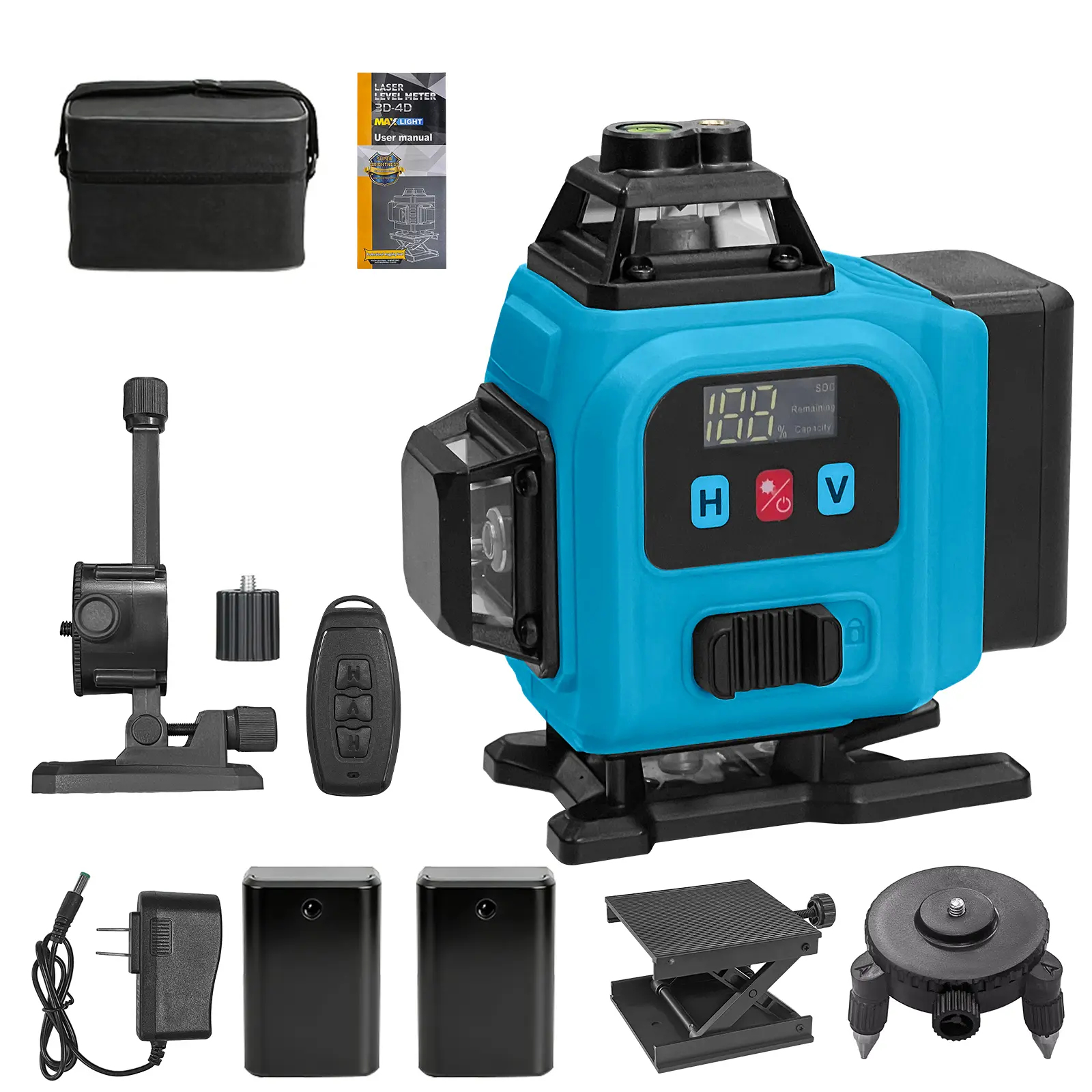 TANLOOK Laser Level, 3×360° Self-Leveling Laser Level, 16 Lines Green Beam 4D Laser Level, equipped with 2 lithium batteries, suitable for picture hanging, tile laying, home renovation and indoor projects