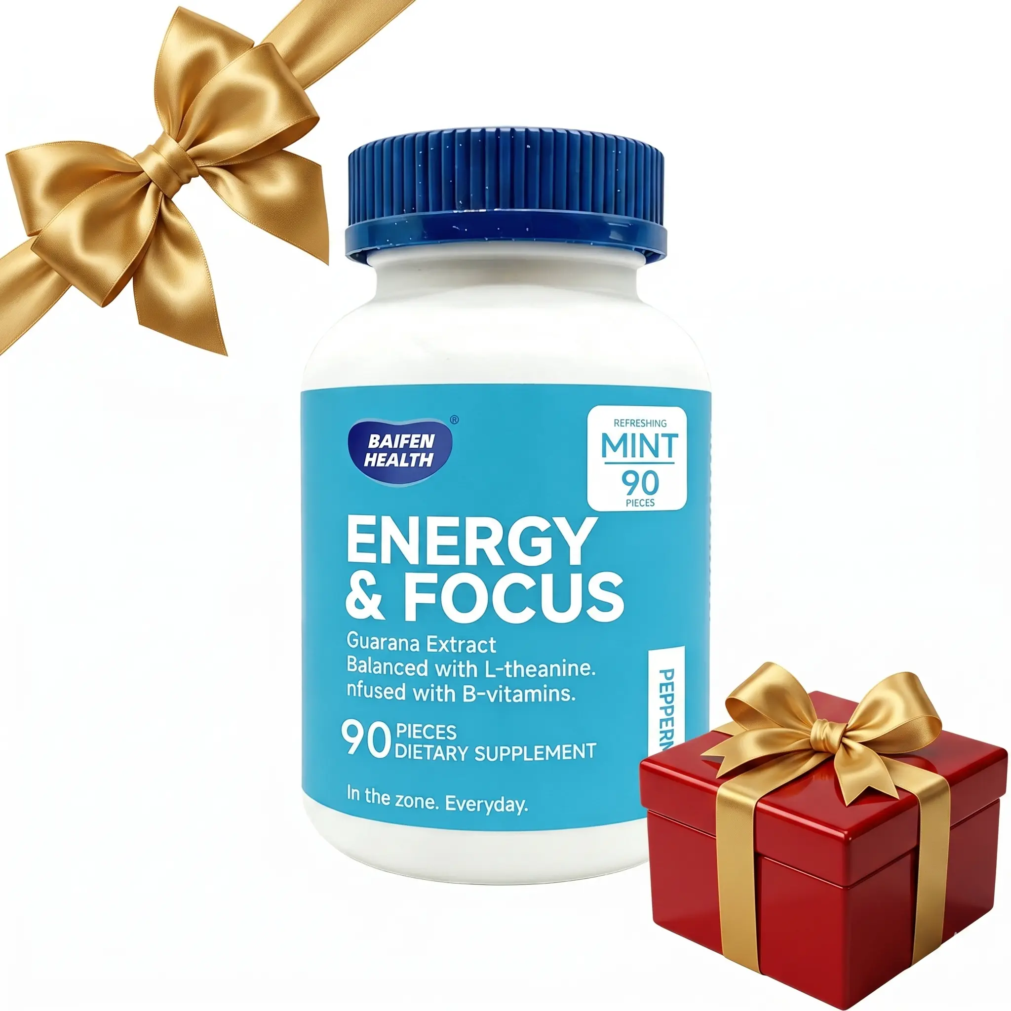 Energy & Focus Mints with Guarana Extract, L-Theanine, B Vitamins, Sugar-Free, Peppermint Flavor, Supplement for Focus, Energy, Mood & Clarity