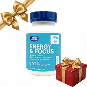 Energy & Focus Mints with Guarana Extract, L-Theanine, B Vitamins, Sugar-Free, Peppermint Flavor, Supplement for Focus, Energy, Mood & Clarity