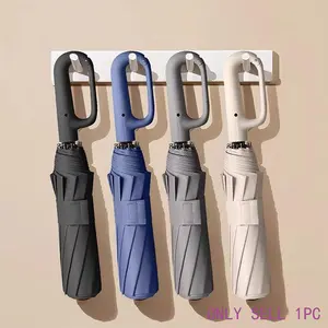Automatic Folding Umbrella, 1 Count/60pcs Portable Rain Umbrella with Loop Buckle, Windproof & Waterproof Umbrella for Men & Women