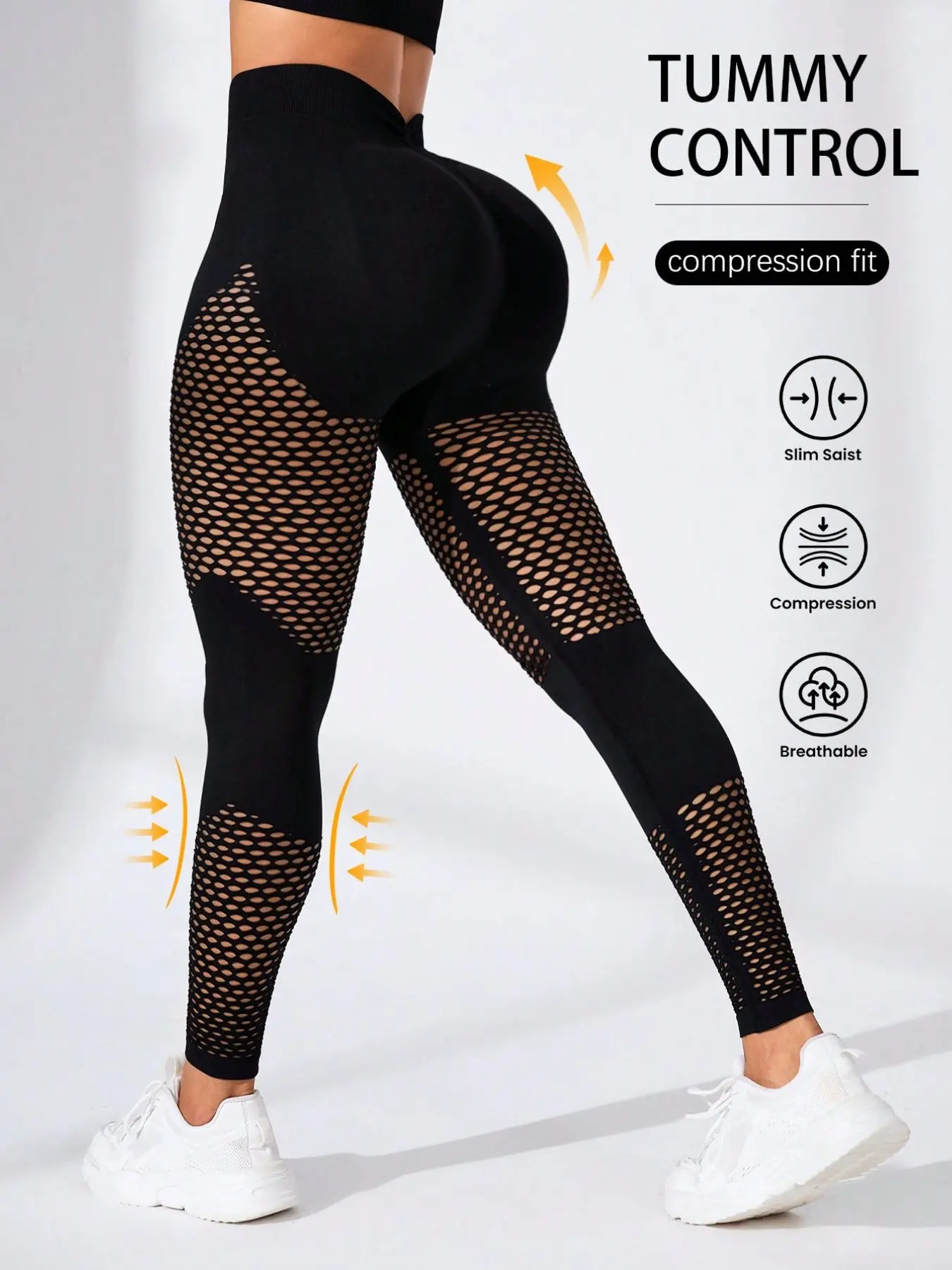 Women's High Waisted Sporty Skinny Pants, Slim-Fitting Hollow Out Design, Perfect for Fitness and Outdoor Sports, All Seasons Wear, Activewear Bottoms