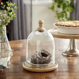 Brown Glass Decorative Cake Stand with Glass Lid