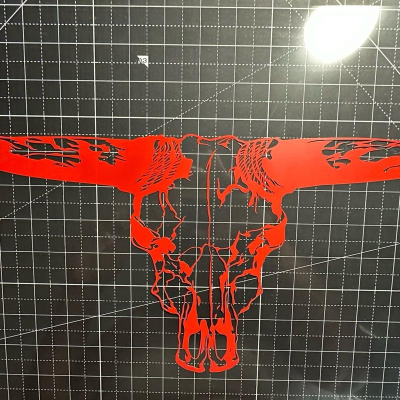 Bull skull with detail truck or car decal in weatherproof vinyl available in many colors