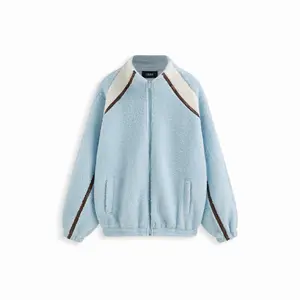 Cider Fleece Stripe Zip Through Oversized Long Sleeve Sweatshirt