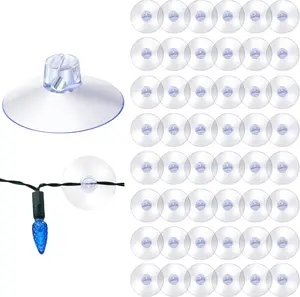 50 Pieces Christmas Light Suction Cup Hooks for Glass Window, Mini Christmas Suction Cup Clips for Light String, Heavy Duty Plastic Holder Connectors for Xmas Kitchen Bathroom Shower Caddy