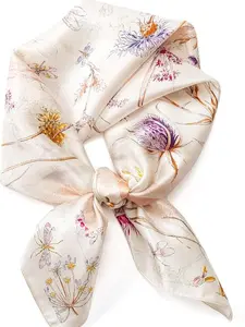 100% Mulberry Silk Scarf for Women, Bandana Square Satin Neck Head Scarf for Hair 27"x27" Handbag Accessories