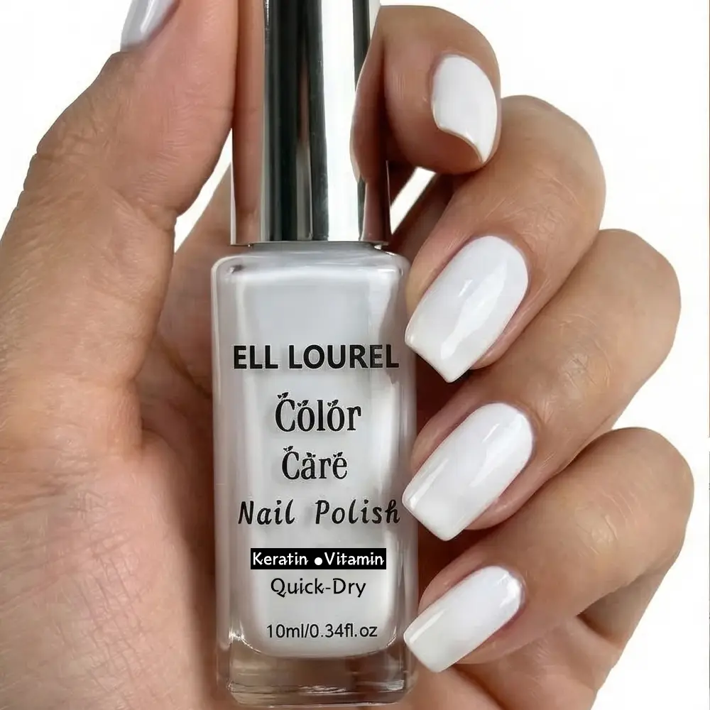 ELL LOUREL Pure White Liquid Nail Polish Bottle - 10ml Salon-Quality Quick-Dry, Long-Lasting, Streak-Free, Even-Applying, High-Coverage Glossy Lacquer, Non-Toxic, Fade-Resistant, 24-Month Shelf Life for Adults' Daily Wear (Beauty & Personal Care)