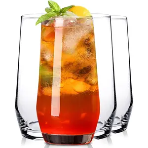 Glasses Set of 4,Tall Drinking Glasses 18oz,Clear Cocktail Glass Cup Water Glasses Mojito Glassware for Juice,Beverage,Restaurant Drinkware Mug