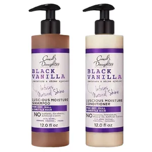 Carol's Daughter Black Vanilla Sulfate Free Shampoo & Conditioner Set for Curly Wavy Natural Hair Moisturizing Care for Dry Damaged Split Ends 1 Kit