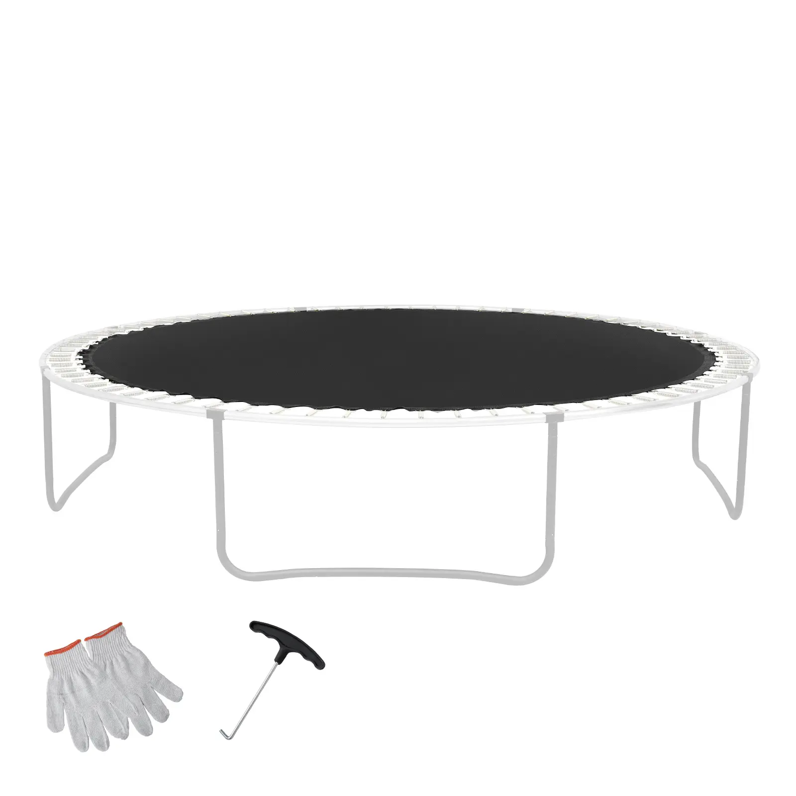 Replacement Trampoline Mat, Jumping Mat Fits 12ft Frame, Universal Jumping Mat for 12ft Round Trampoline, Reinforce UV-Resistant Mat with Spring Tool & Durable V-Rings, Fit 5.5" Spring Length