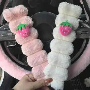 Cute Strawberry Car Seatbelt Cover Plush Shoulder Protector, Adorable Car Interior Accessory for Women, Female Car Accessories, Girly Car Accessories