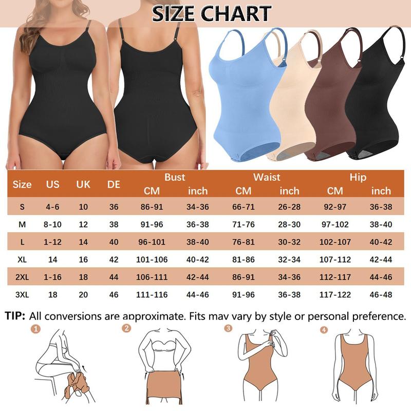 Shapewear for Women Butt Lifter Bodysuit Tummy Control One-Piece Tummy Tucking Bodysuit Shapewear Womenswear Comfort Spaghetti Strap Hip Snatched Underwear Basic Minimalist
