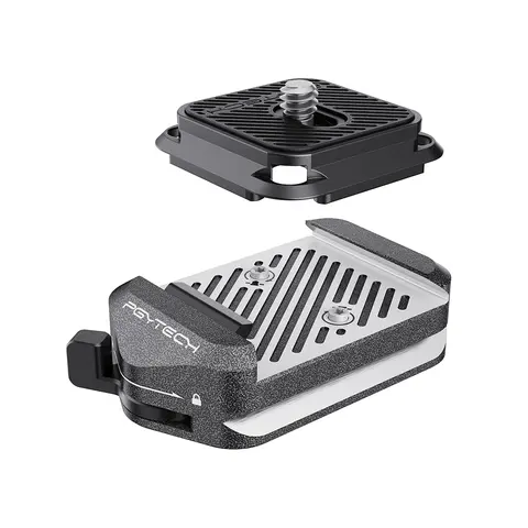 PGYTECH V2 Aluminium Quick Release Clamp - Arca Swiss Compatible Tripod Adapter with 1/4"-3/8" Screw Thread, CNC Molding, Patented Anti-Loose Anti-Slip Stopping Pins, Compact Camera Mount, Exquisite Craftsmanship, Filming Stabilizer Accessory