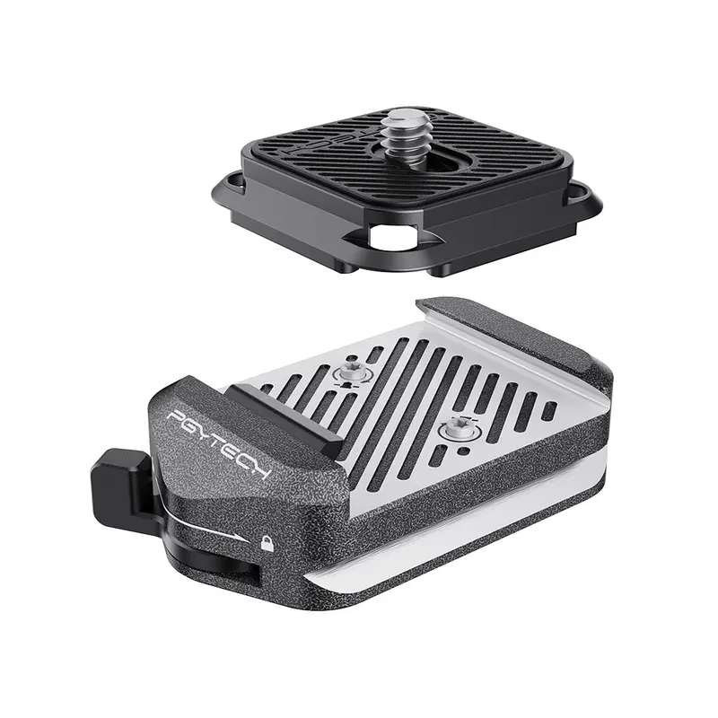 PGYTECH V2 Aluminium Quick Release Clamp - Arca Swiss Compatible Tripod Adapter with 1/4"-3/8" Screw Thread, CNC Molding, Patented Anti-Loose Anti-Slip Stopping Pins, Compact Camera Mount, Exquisite Craftsmanship, Filming Stabilizer Accessory