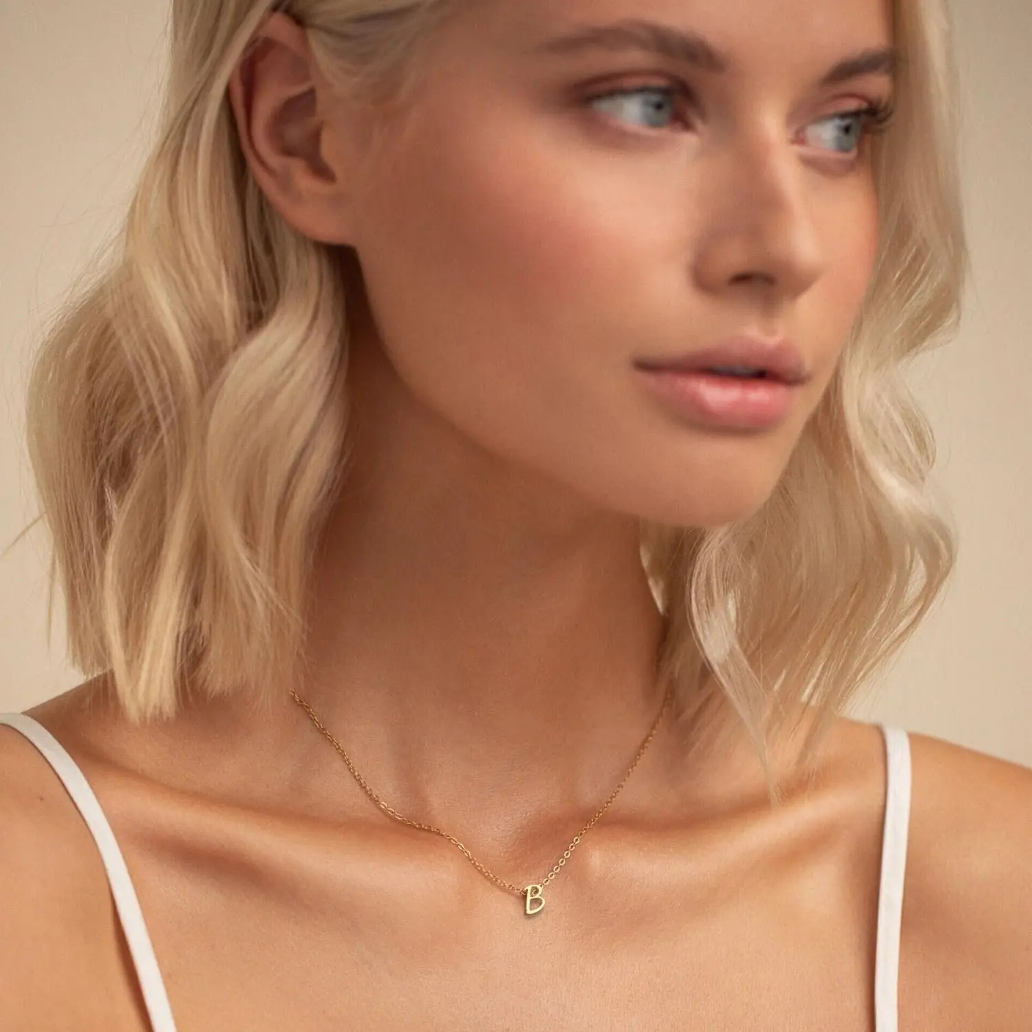 Gold Initial Necklace for Women 18K Gold Plated Stainless Steel Dainty Small Letters Necklaces Delicate Personalized Monogram Name Necklace