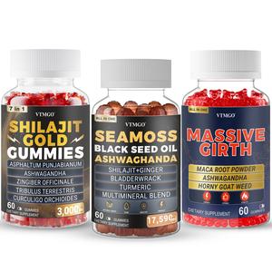 VTMGO Most Powerful Combo, Shilajit Sea Moss & Massive Girth All-In-One Gummies Packs, Contain Ashwagandha, Maca Root, Horny Goat Weed, Saw Palmetto, Tribulus, Black Seed Oil, Ginger, Vegan, Plant Based