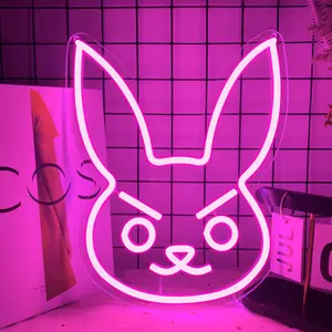 1pc D-VA Bunny Neon Sign, Wall Art, Neon Gift, Gift For Him, Gift For Her, Holiday gift,Overwatch Dva Neon Light LED Sign, Man Cave, Indoor Decorative Light