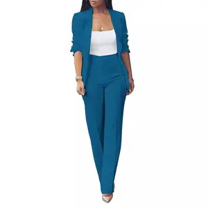 Women's Autumn Fashion 2-Piece Suit Set: Cardigan Blazer and Slim Fit Pants Set Fabric Women's Clothing