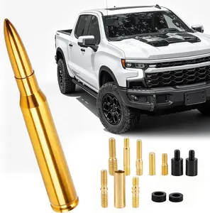 New Upgrade Car Bullet Antenna, 50 Cal Bullet Antenna, Antenna Topper Replacement, Heavy Duty Pickup Truck Accessories, Fit for GM Chevy Silverado 1500 2500 3500 HD GMC Sierra 1500 2500 3500