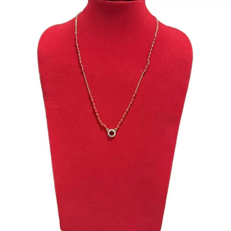 Traditional Indian Nepali Magalsutra Necklace - Ethnic Style, Culturally-Inspired, Elegant Beaded Chain, Cubic Zirconia Center Pendant, Cultural Fashion Costume Jewelry Accessory, Ethnic Style Necklaces, Culturally-Inspired Necklaces