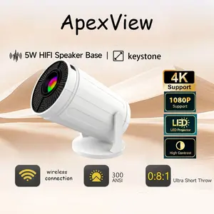 A portable high-definition projector with 4K resolution, 720 resolution, built-in base, microphone, WiFi function, trapezoidal correction, 180 ° direction adjustment, and manual focusing, suitable for building home theater WiFi 6