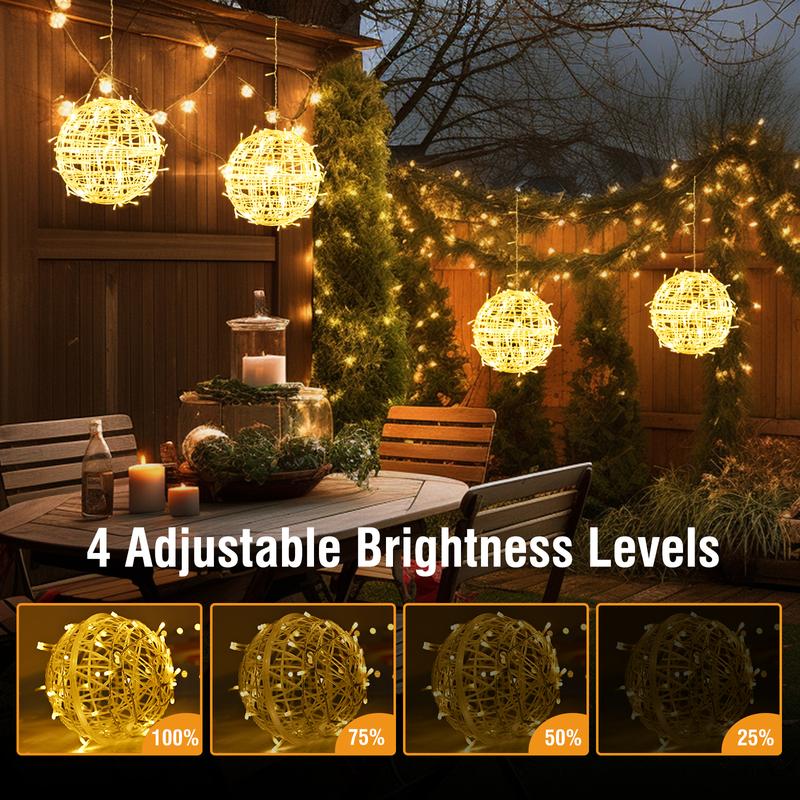 Color Changing Christmas Outdoor Ball Lights: 7.87-Inch Light Spheres, 11 Lighting Modes + 4 Dimming Levels, Remote Control + Timer Function, Waterproof and Durable Design, Perfect for Yard, Garden, Patio, Wedding, and Party Decorations, 4-Pack. Ornaments