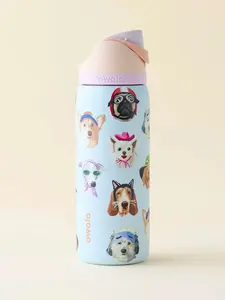 Owala FreeSip - Cute Owala Dog Print-  Stainless Steel Tumbler 32oz – Portable Leakproof Water Bottle with Cute Cartoon Puppy Design, Reusable Cold Drink Flask for Children, Teens, Gym & Office Use