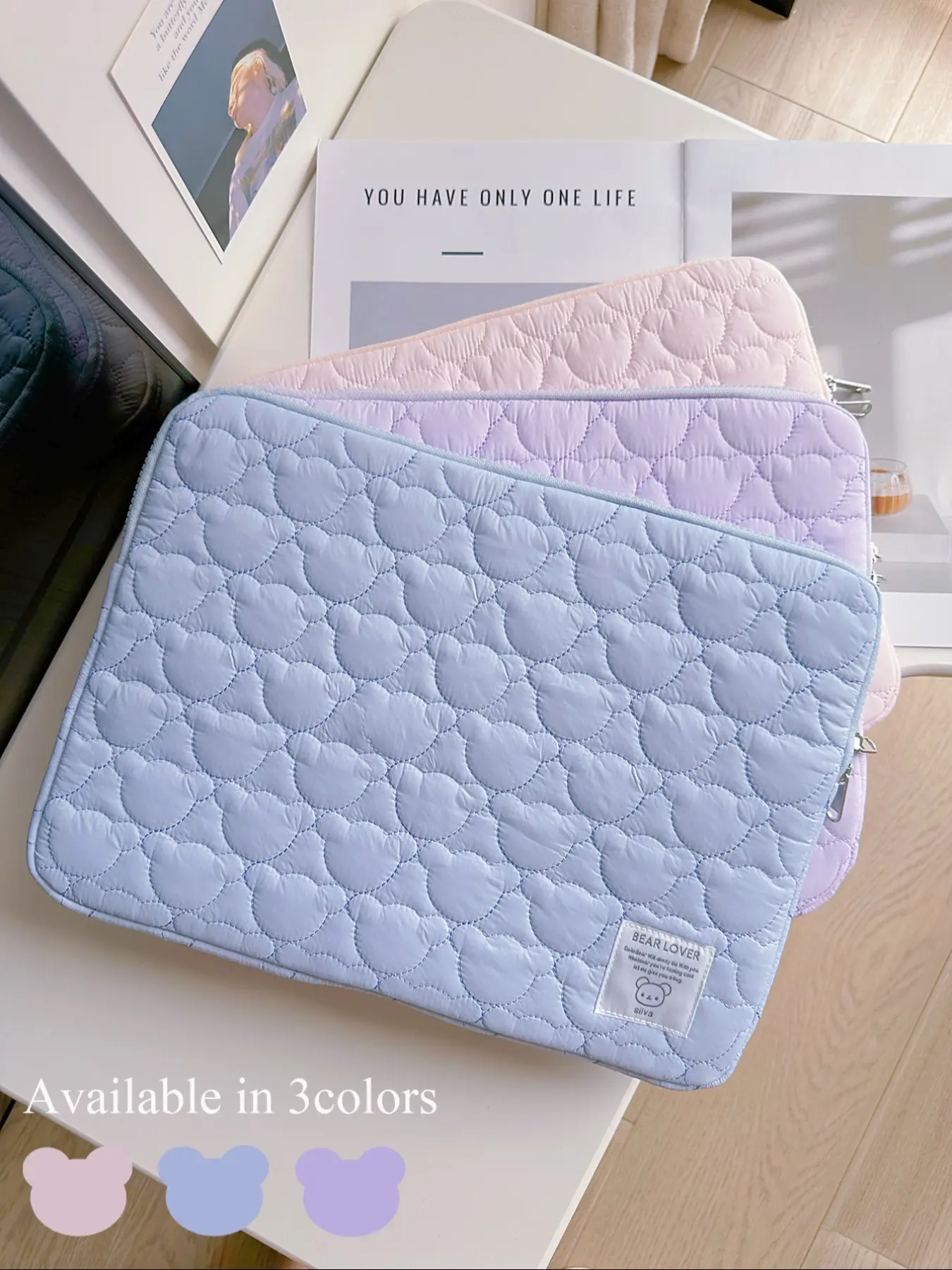 1PC Korean ins Cute Bear Embroidered iPad Tablet Bag, 11/13/15 inch Laptop Storage Bag, Laptop Bags, Shockproof and Drop resistant Laptop Sleeve, Tablet Sleeve Pouch