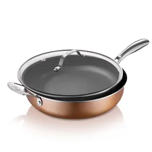 Gotham Steel Copper Cast Series 12-in Aluminum Cooking pan with Lid Lowes.com