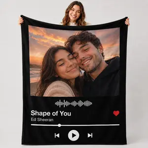 Custom Blanket with Photos, Personalized Picture Blanket with Text, Custom Photo Throw Blanket Printed in USA, Soft Flannel Blanket for Bedroom Couch, Personalized Gifts for Dad Mom Couples, Father's Day Birthday Christmas