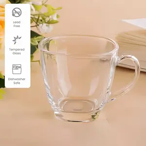 6 PCs premium glass coffee mug tea cups set: Transparent, square glass cups for tea, coffee, green tea, herbal tea, lemon tea, milk cup, hot/cold drinks-ideal gift for coffee enthusiasts, 190ml/6.5oz