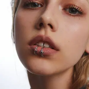 Bone series original design lip clip, cross punk style accessories, lip nails and lip rings