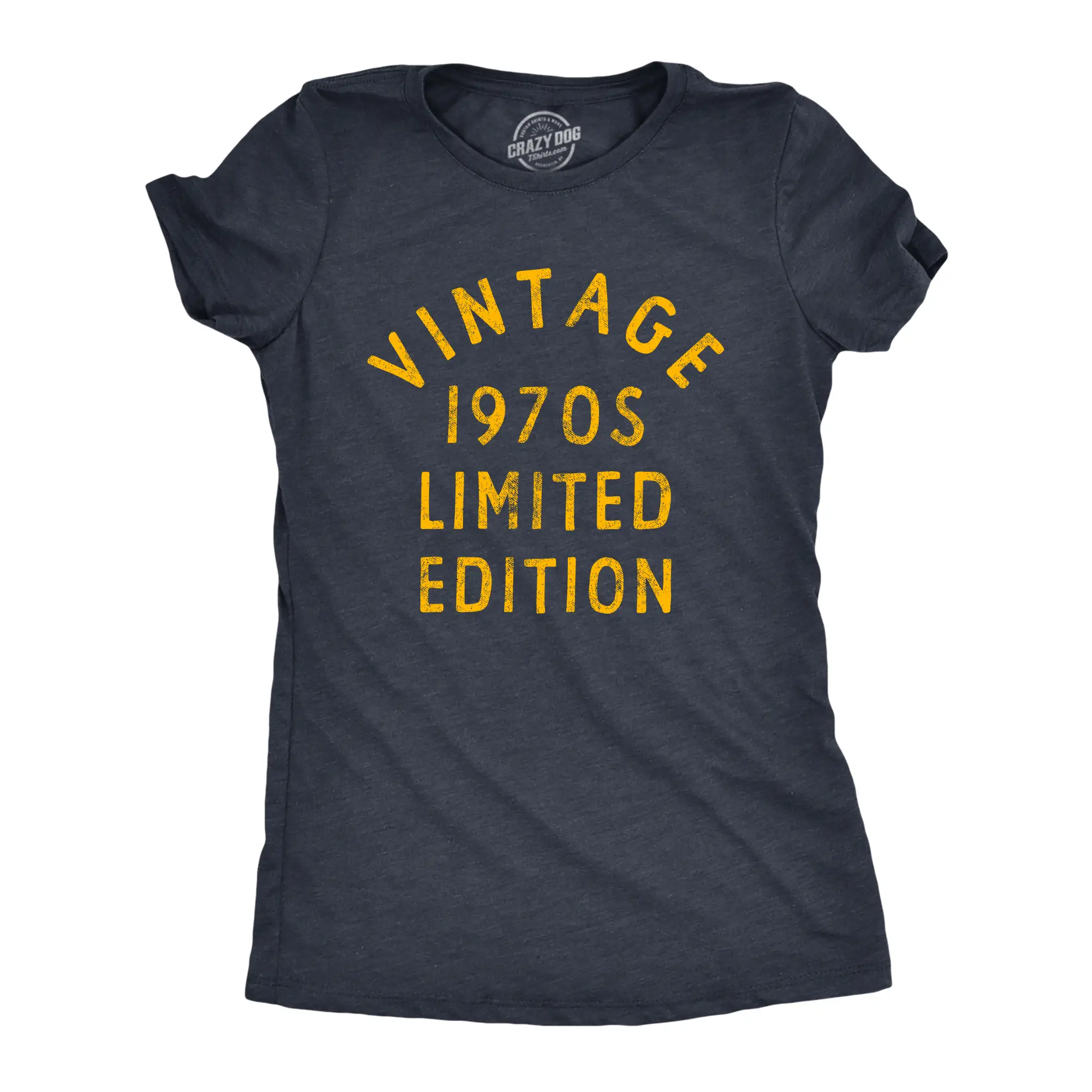Womens Vintage 1970s Limited Edition T Shirt Funny Cool 1970 Theme Classic Tee for Ladies Funny Womens T Shirts Cute Vintage Fashion Navy
