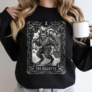 The Krampus Tarot Card Goth Christmas Sweatshirt, Spooky Christmas Krampus Shirt, Scary Horror Christmas Shirt, Witchy Black Christmas Shirt, Creepmas Sweatshirt, Goth Christmas